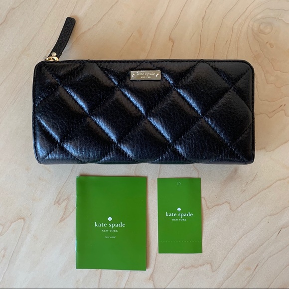 ‼️SALE‼️ KATE SPADE NISHA Quilted Black Leather Wallet - Picture 1 of 16